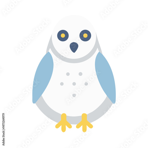 Vector illustration of a snowy owl on black background