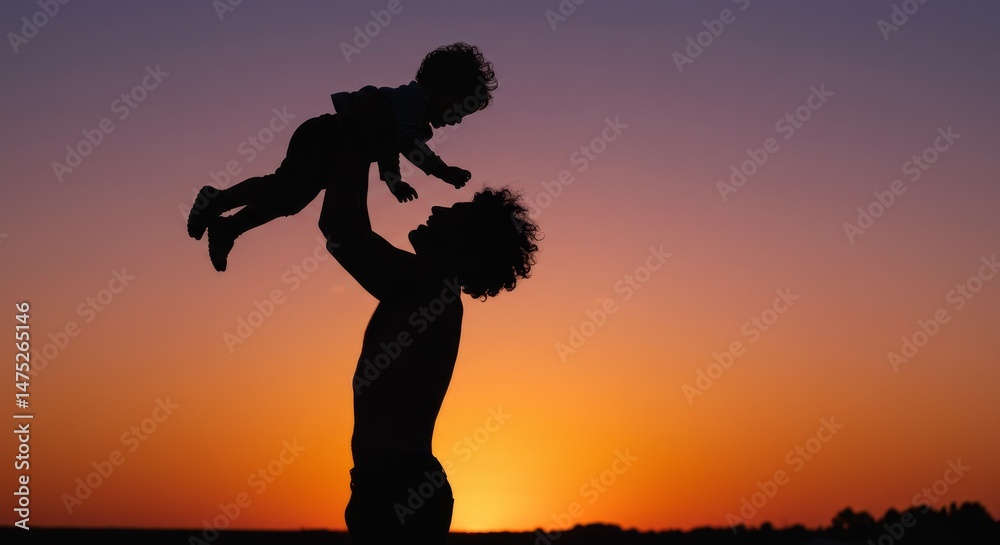 Fototapeta premium Joyful Father-Child Dynamic Pose