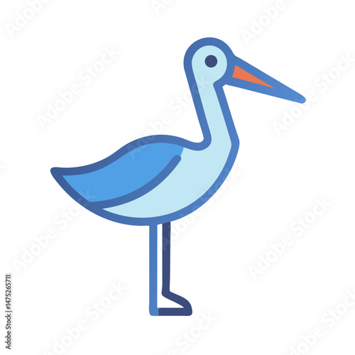 Flat design vector stork illustration on black background image