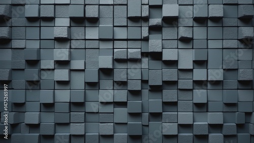 Traditional dark grey granite background, Abstract geometric pattern texture, Outdoor building block wall, Ideal for display or montage backgrounds.