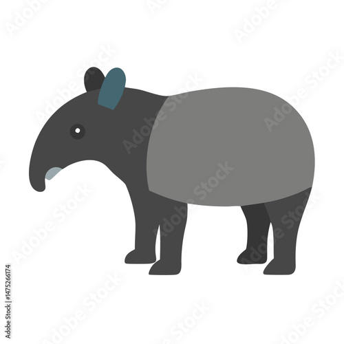 Simple tapir graphic illustration on a black background