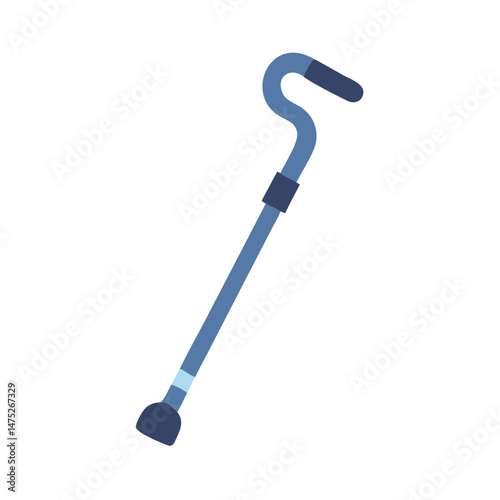 Stylized blue walking cane on isolated black background art