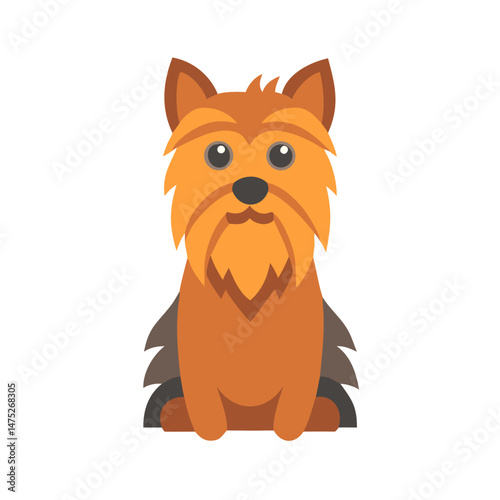 Flat vector illustration of cute Yorkshire Terrier puppy dog
