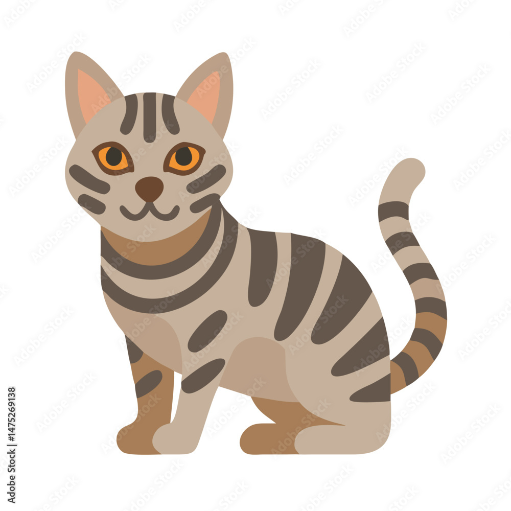 Fototapeta premium Cute tabby cat vector illustration on black background