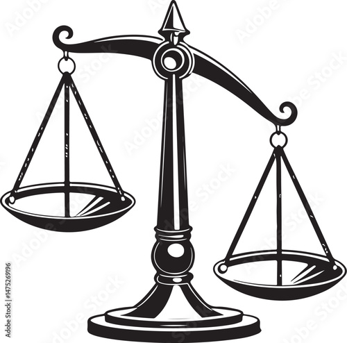 Judge Gavel, Justice and Law, Black and White Vector Illustration, Sketch Drawing Line Linear Symbol Icon Engraving, Hand-drawn Isolated