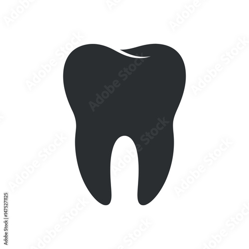 Simple Black Tooth Icon Graphic for Dental Care Websites and Applications