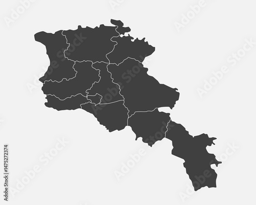 Vector map country Armenia divided on regions