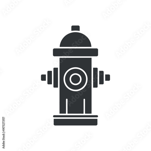 Simple Black and White Fire Hydrant Icon Illustration for Safety Signage and Emergency Preparedness