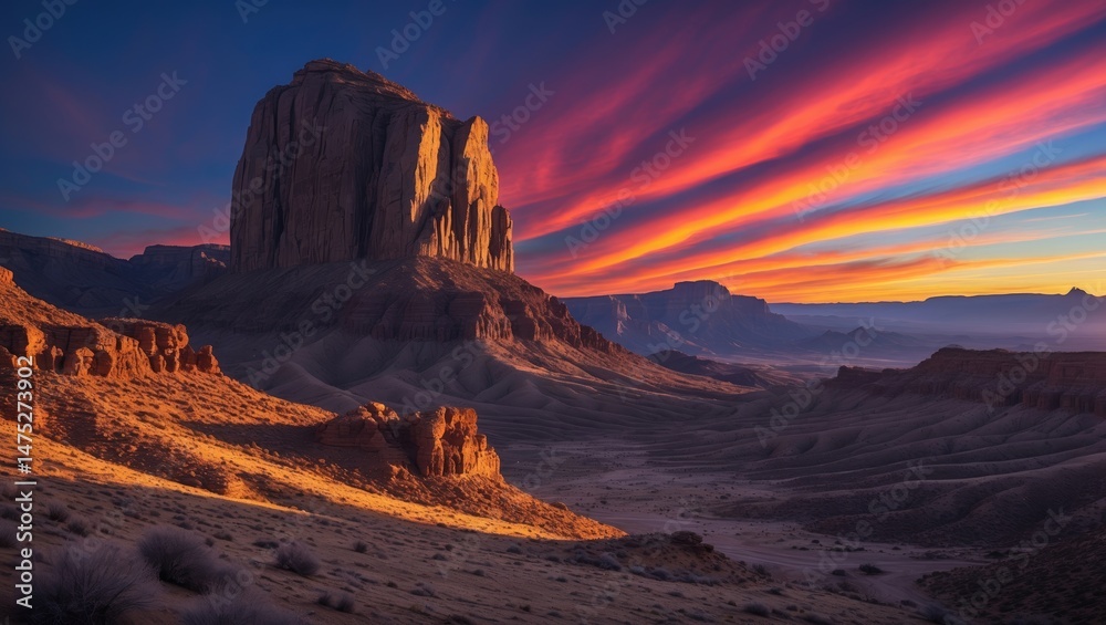 Naklejka premium National Park with Sunset over Mountains
