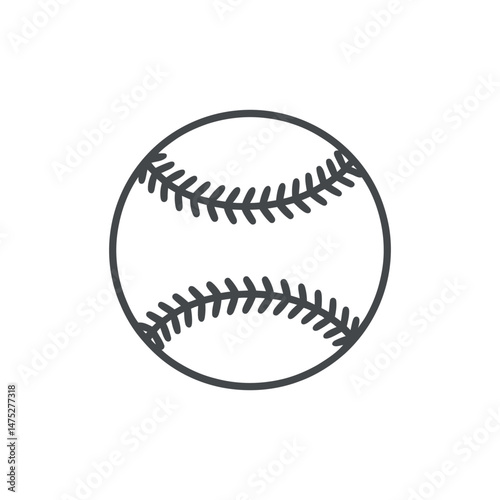 Simple Line Art Graphic of a Baseball Ball for Sports Websites and Designs