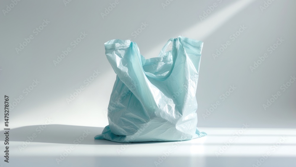 Blue plastic bag on white backdrop with clear clipping path Blue plastic bag on white backdrop with clear clipping path