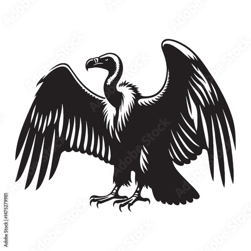 Vulture silhouette with a keen, watchful gaze – Vulture illustration – Minimalist Vulture vector – Bird silhouette

