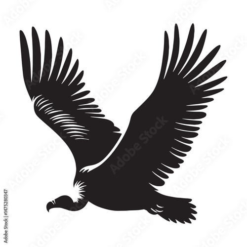 Soaring Vulture silhouette in search of prey – Vulture illustration – Minimalist Vulture vector – Bird silhouette

