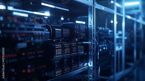 Data Center with Server Racks and Cooling Units