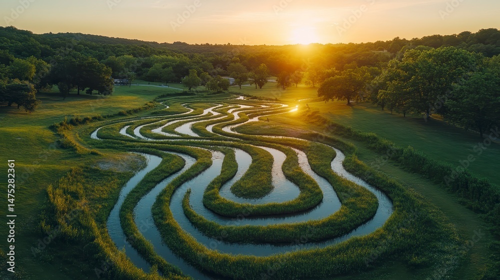 Stream, sunset