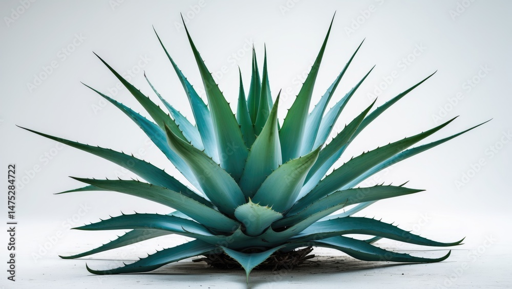 Fototapeta premium single exotic agave leaf isolated on white background