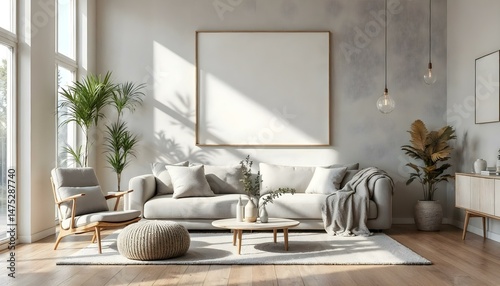 Modern interior mockup of a cozy living room