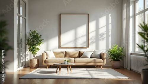 Modern interior mockup of a cozy living room