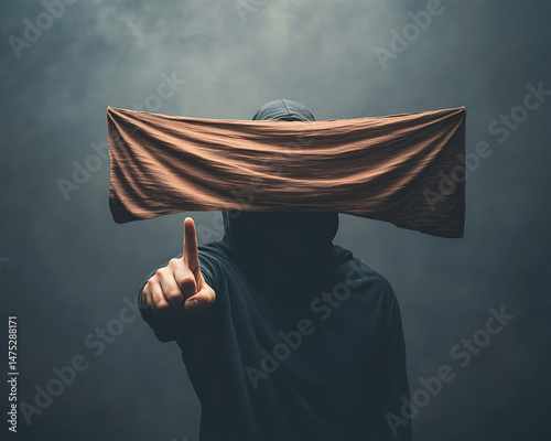 Anonymous Figure Pointing with Dark Background.