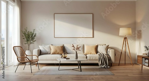 Modern interior mockup of a cozy living room