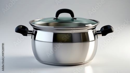 Single saucepan on white