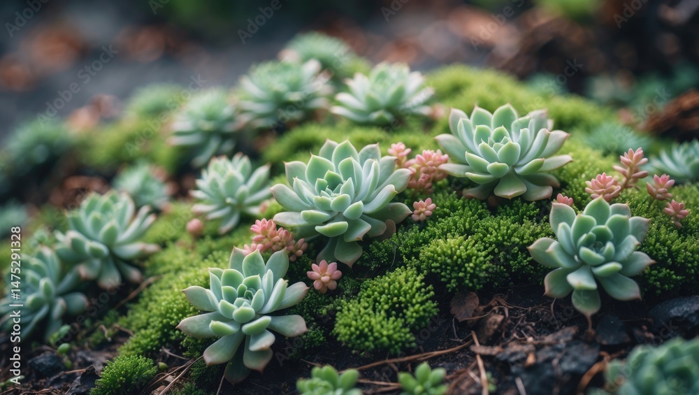 Ground-covering moss stonecrop Sedum showcasing fresh, light green leaves in natural environments Ground-covering moss stonecrop Sedum showcasing fresh, light green leaves in natural environments