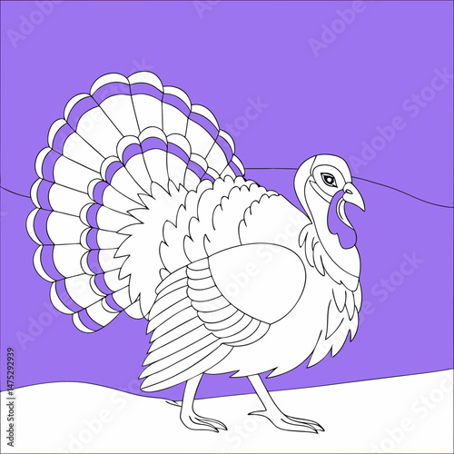 Drawing a continuous line. Turkey on background