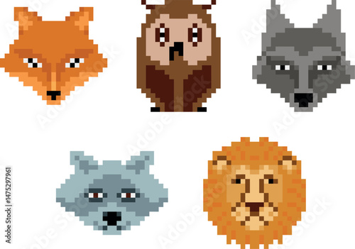 Wild Animals Pixel Art set