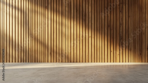 Warm and inviting interior design with a wooden pinstriped wall