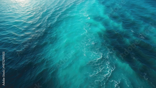 High-altitude shot capturing the powerful, foamy marine surface.