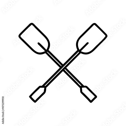 Travel Icon of Crossed Paddles in Minimalist Style  