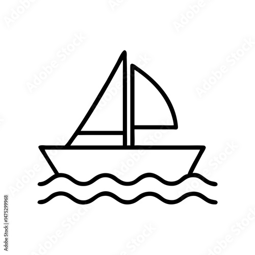 Simple line drawing of a sailboat on waves  