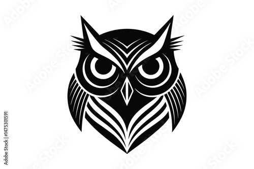 Owl head logo, silhouette Vector bundle  illustration