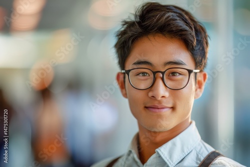 A young Asian entrepreneur radiates vibrant energy in a modern, informal workspace, embodying creativity, ambition, and innovation in today's flexible business environment.