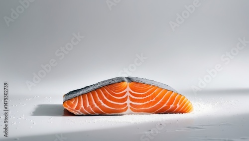 Vibrant salmon steak with skin, ready for grilling or sashimi