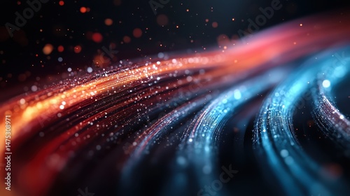 An abstract representation of vibrant, flowing lights interspersed with sparkling particles, creating a mesmerizing visual effect that reflects beauty and energy.