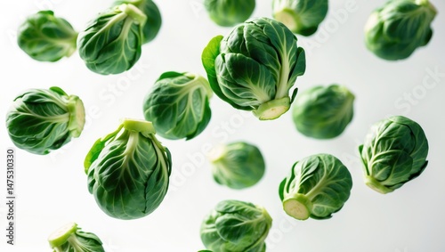 Dropping brussels sprouts set against a backdrop