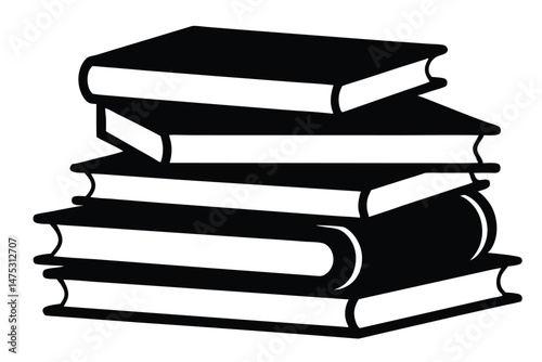 stack of black books silhouette vector, books icon