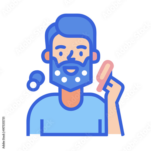 Bearded man using thermometer in flat modern style illustration