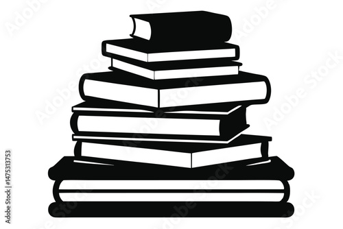 Books icon, stack of books silhouette vector illustration