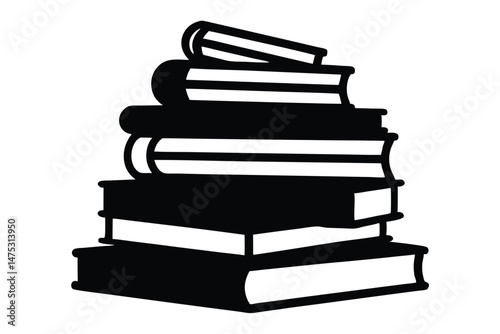 Books icon, stack of books silhouette vector illustration