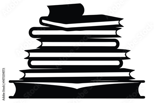 Books icon, stack of books silhouette vector illustration