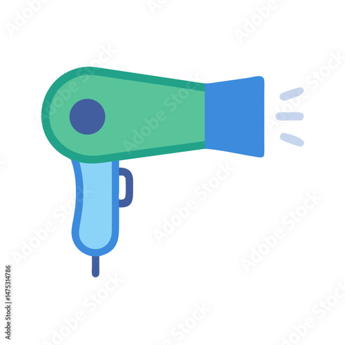 Stylized flat vector of a hair dryer icon