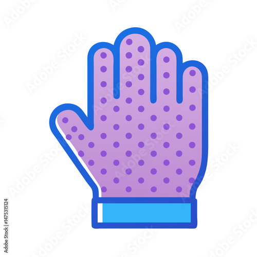Cartoon glove with polka dots isolated on black backdrop