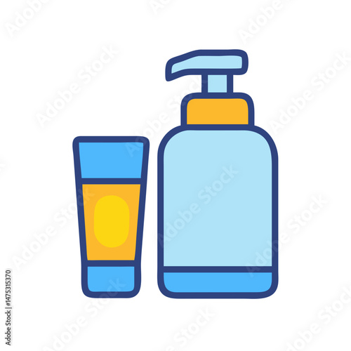 Skincare product set on black background with bright colors
