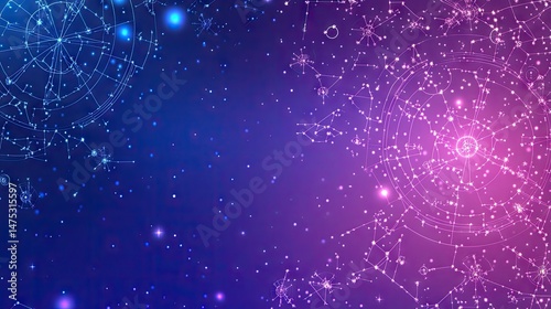 Cosmic constellation network graphic.  Abstract star map, connecting lines, and glowing points create a mesmerizing celestial design