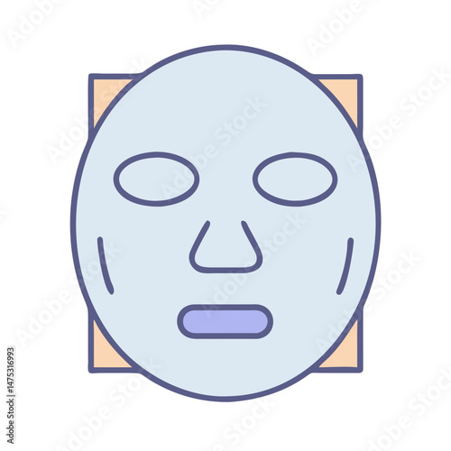 Minimalist face sheet mask icon on black background