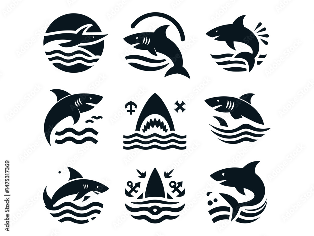 Obraz premium Sharks Vector Icon Pack