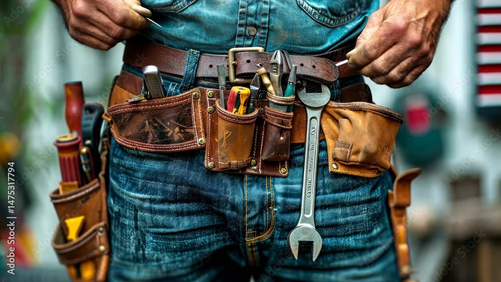 Craftsman's Tool Belt: A Close-Up of Essential Tools