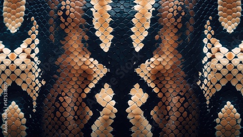 Close-up of snakeskin texture and design in reptiles